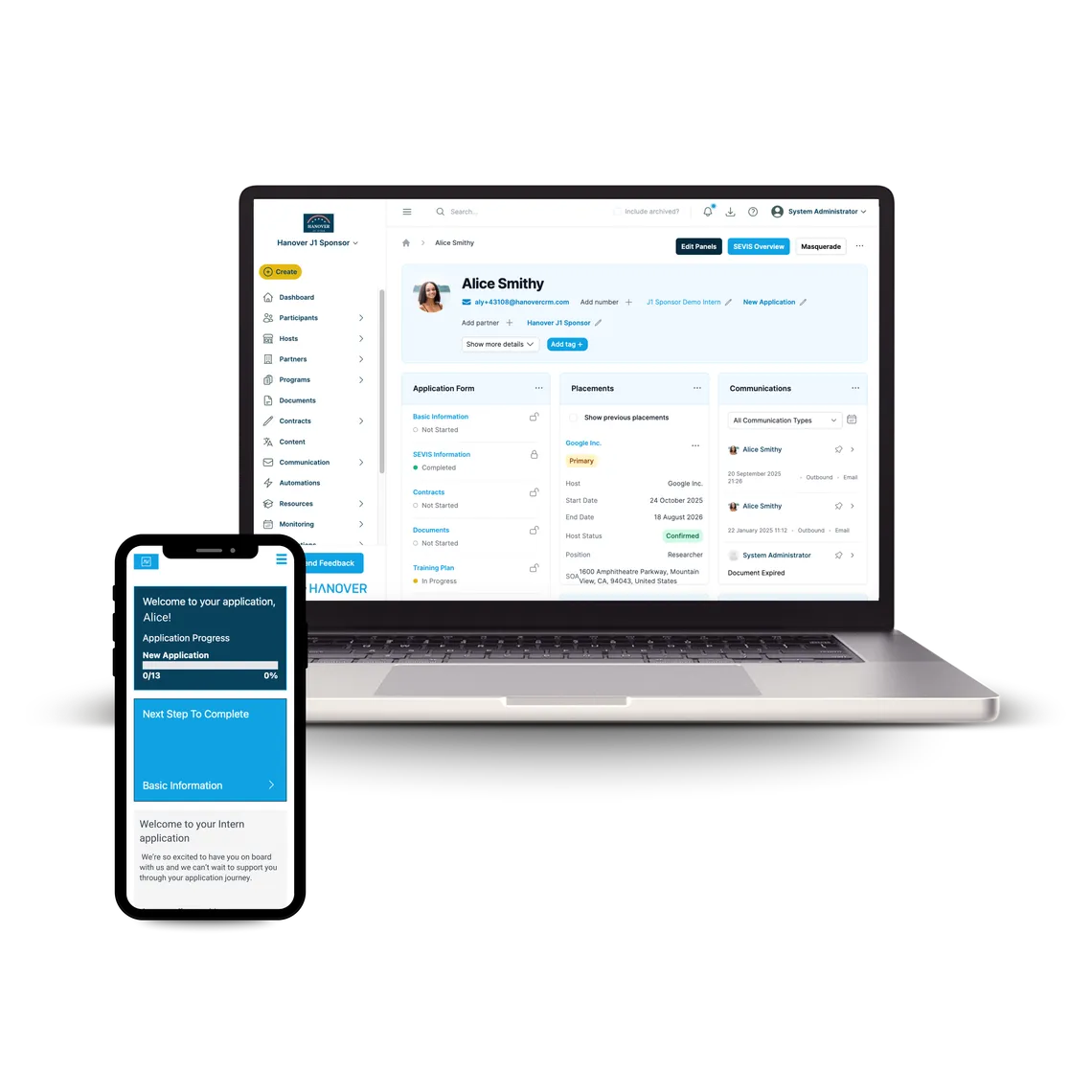 Hanover CRM dashboard